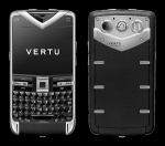 Vertu Constellation Quest Полированная сталь, сапфировые кнопки, чёрная кожа