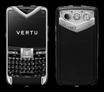 Vertu Constellation Quest Полированная сталь, сапфировые кнопки, чёрная кожа, бриллианты
